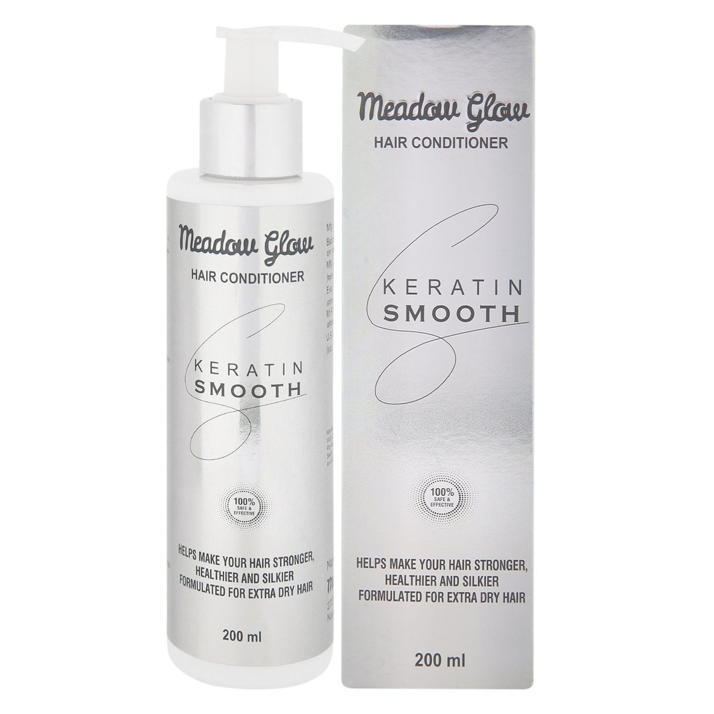 Meadow Glow Keratin Smooth Hair Conditioner | Strengthens, Nourishes and Smoothens | Extra Dry, Frizzy and Damaged Hair | Silky and Healthy Hair 200ml