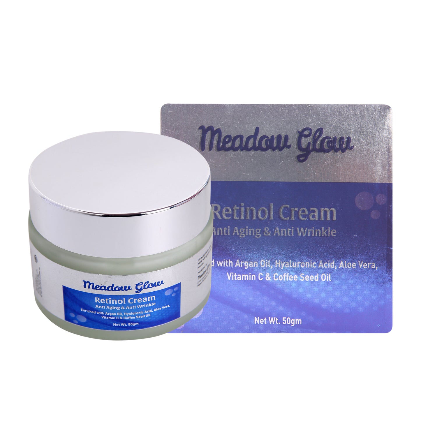 Meadow Glow Retinol Cream with Argan Oil | Hyaluronic Acid, Aloe Vera, Coffee Seed Oil | Anti Aging Anti Wrinkle Face Moisturizer ( 50gm )