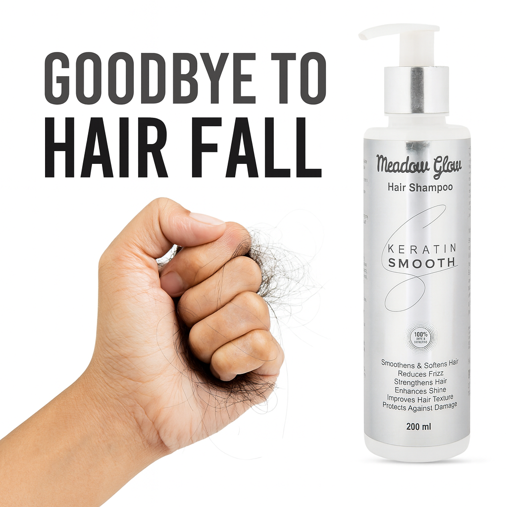 Meadow Glow Keratin Smooth Hair Shampoo | Anti-Frizz, Strengthening and Shine Enhancing | Improves Hair Texture and Protects Against Damage | For All Hair Types 200ml