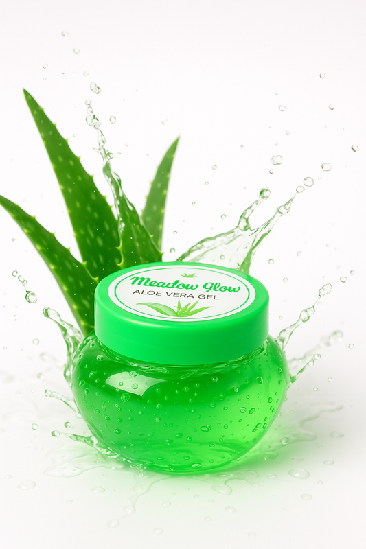 Meadow Glow Aloe Vera Gel | Natural Soothing and Moisturizing Face and Hair Gel | Hydrating, Sunburn Relief and Skin Brightening Gel for All Skin Types 100g