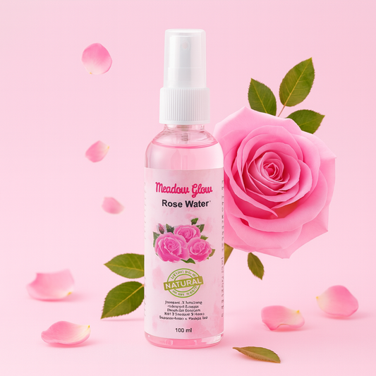 Meadow Glow Natural Rose Water Facial Toner | Hydrating, Antioxidant Protection, pH Balancing | Pore Tightening 100ml