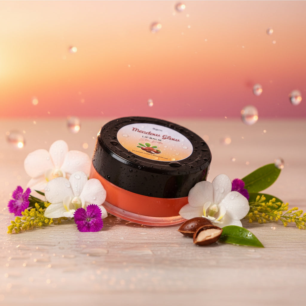 Meadow Glow Natural Lip Balm | Shea Butter, Almond Oil & Vitamin E | Hydrating & Soothing Formula | 8g Box