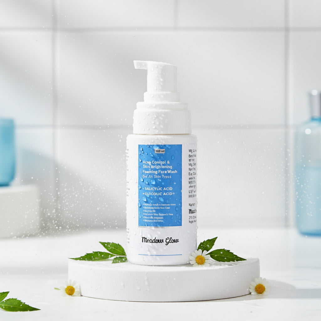 Meadow Glow | Foaming Face Wash for Acne Control & Skin Brightening | With Salicylic & Glycolic Acid | 100 ml | For All Skin Types